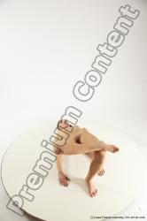 Nude Gymnastic poses Woman White Sitting poses - ALL Slim long black Multi angle poses Pinup